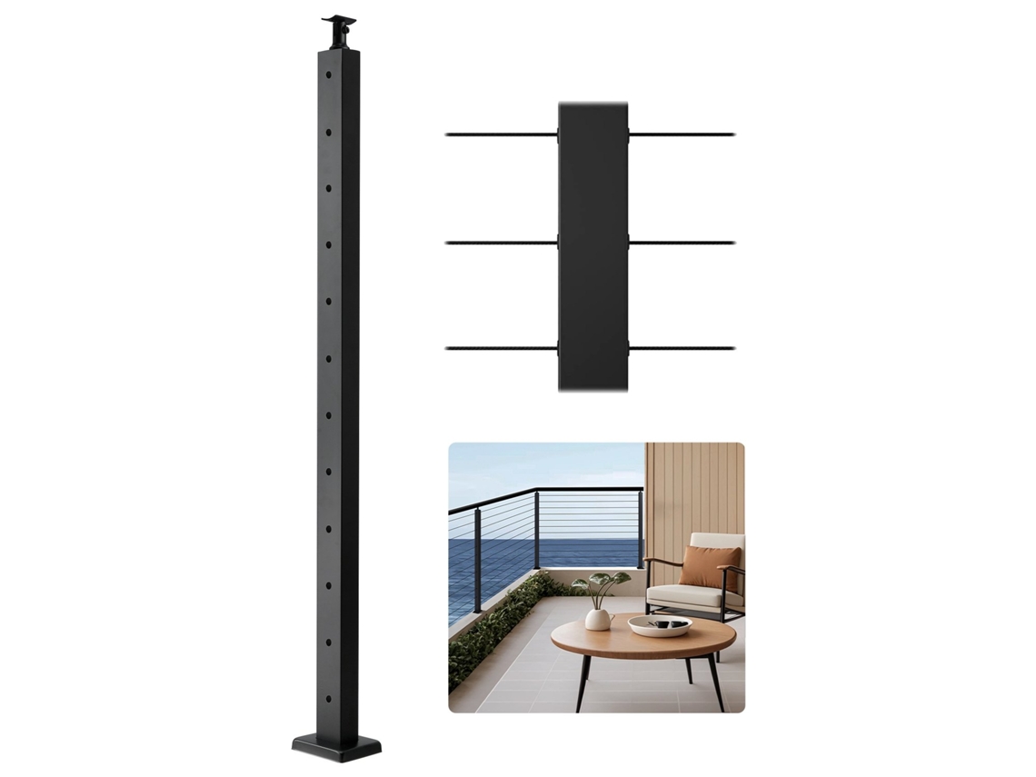 Peça Poste De Corrimão 106,7 X 5 X 5 Cm, Preto Vevor