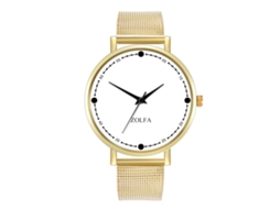 Relógio de Pulso Feminino de Quartzo com Cinto de Malha Cor Unica Moda Casual Ouro