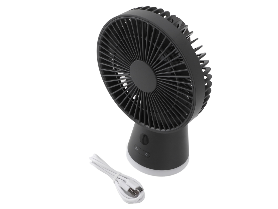 Ventilador Mesa Portátil Usb Recarregável 5 Velocidades Cinza Escuro