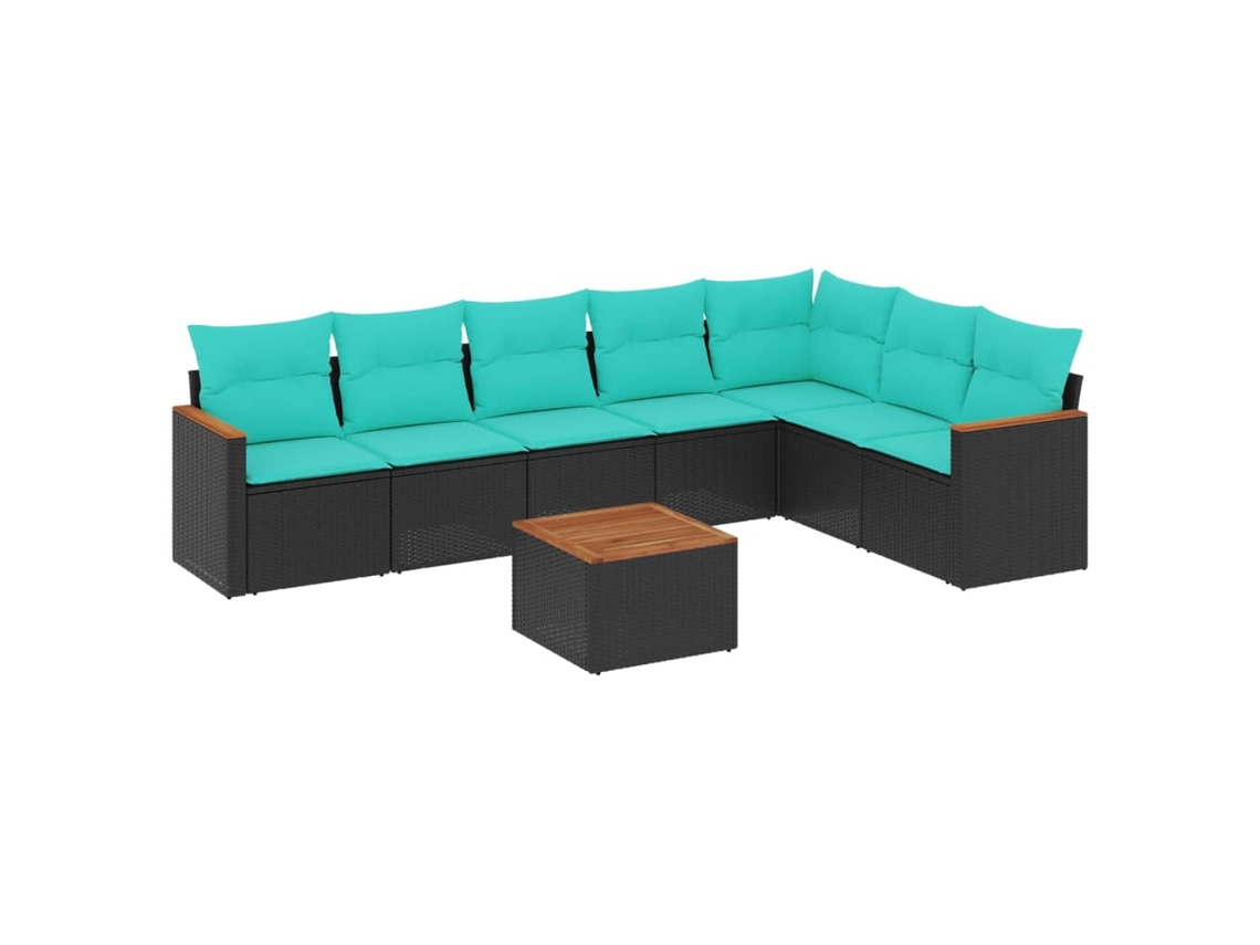 Conjunto de Sofá de Jardim, 9 Peças, Almofadas, Rattan Marrom MAISON EXCLUSIVE