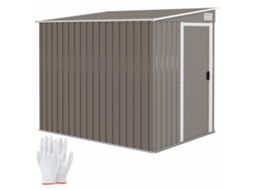 Abrigo de Ferramentas VERIDIA CUOM 1,5x2m com base, porta de correr e telhado inclinado, cinza claro