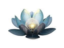 Lâmpada Solar Lótus, Ø 27,5 Cm, 12 Cm De Altura, Metal, Prata/azul