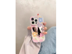 Capa Espelhada Para Iphone 17 Pro Com Espelho Pequeno E Transparente, Pintura A Óleo De Flor Em Desenho Animado.