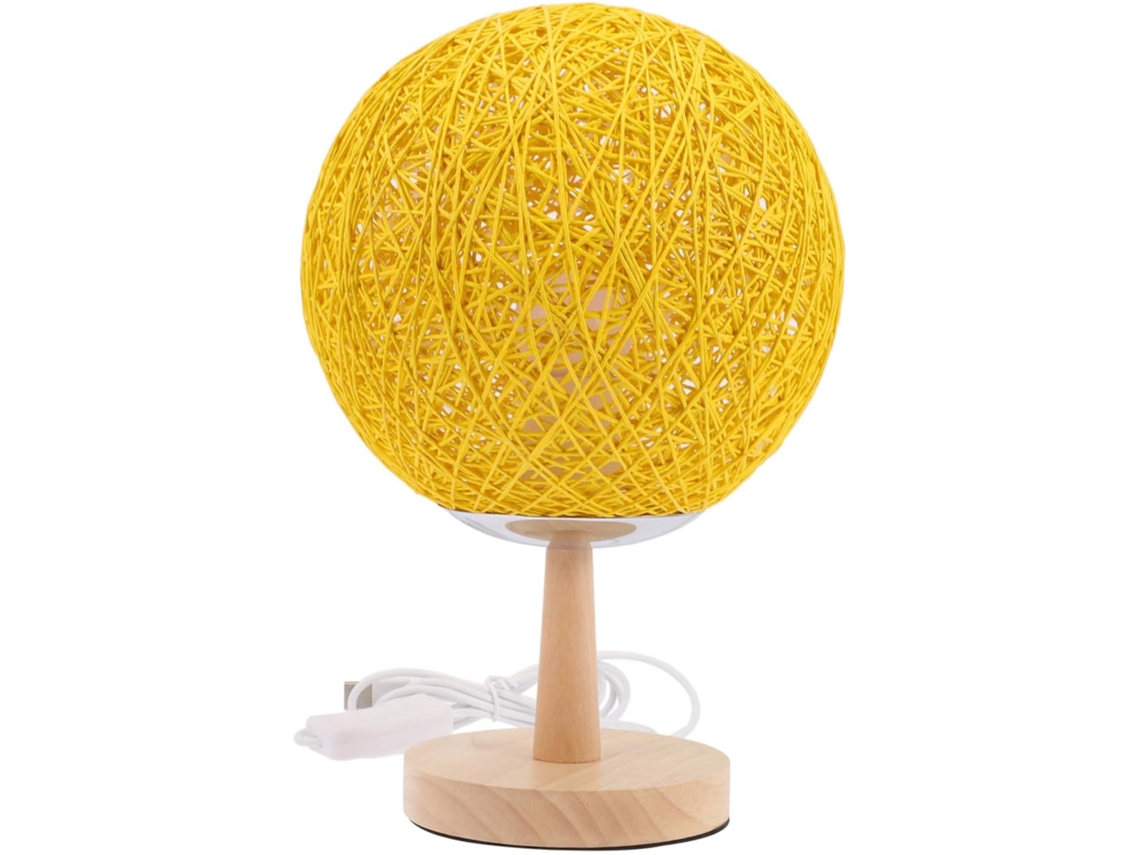Luminária de Mesa Led com Bolas de Rattan Trançado e Luz Suave, Decorativa para Escritório e Quarto, Ideal para Presente. SFUSHOS