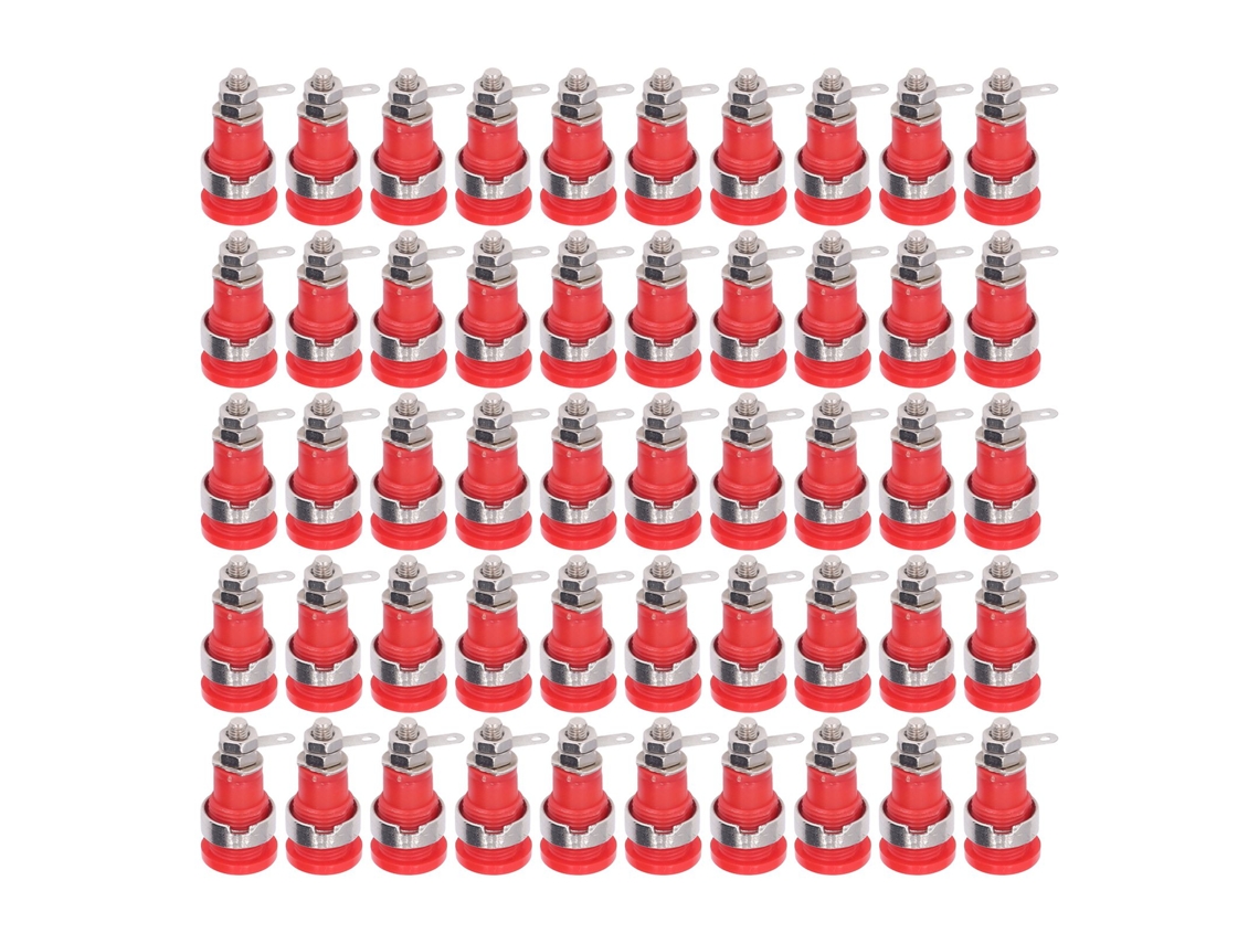 50 Peças Conector Banana De 4mm, Acessórios De Teste Elétrico, Vermelho
