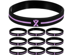 Conjunto de 30 pulseiras de silicone para conscientização sobre o câncer.