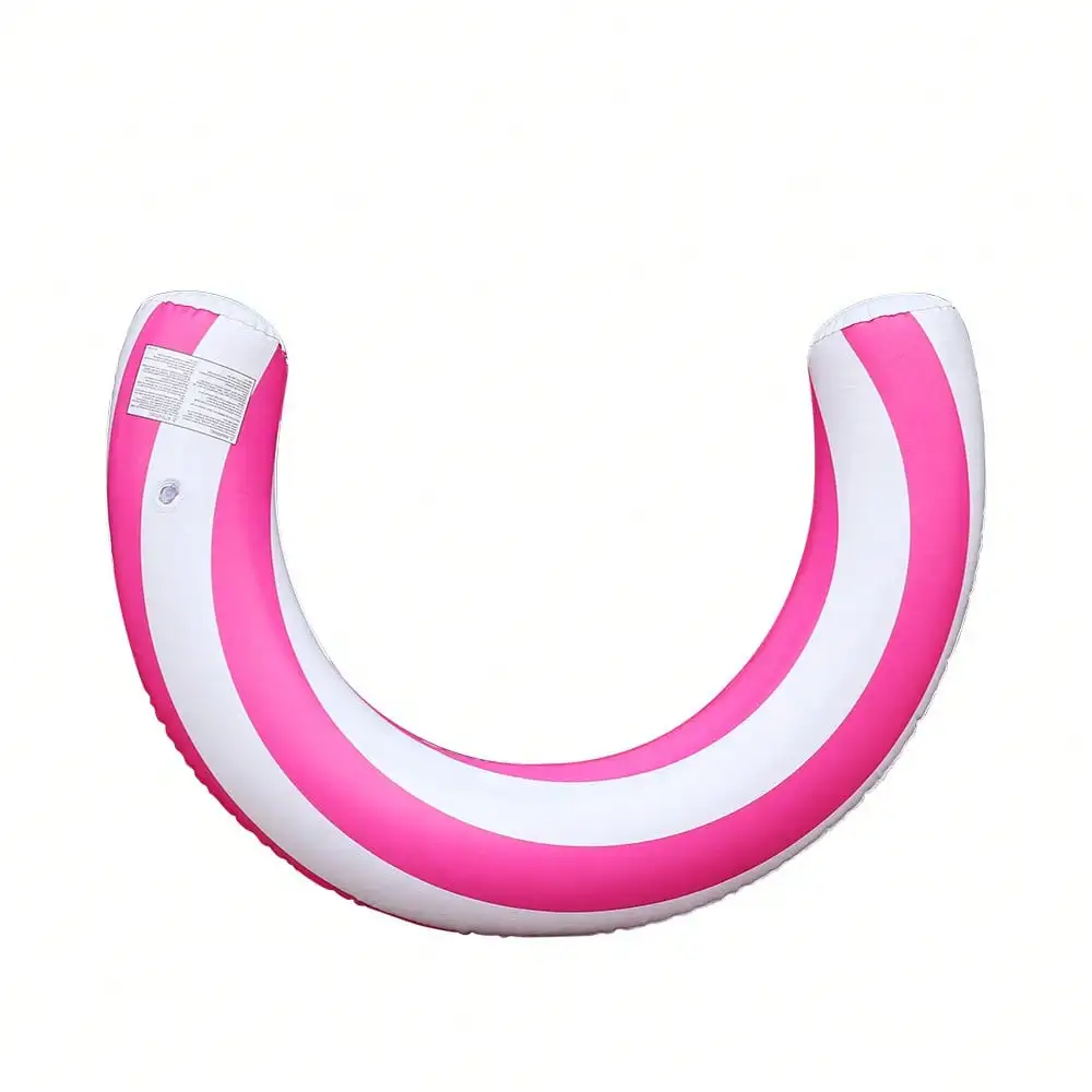 Boia inflável em formato de U, com design arqueado para flutuação em piscinas, feita de PVC espesso, ideal para uso externo.