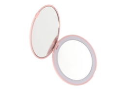 Espelho de Maquilhagem LED Plegável, Aumento 1x/2x, 6500k, Doble Cara, Rosa | S/MARCA