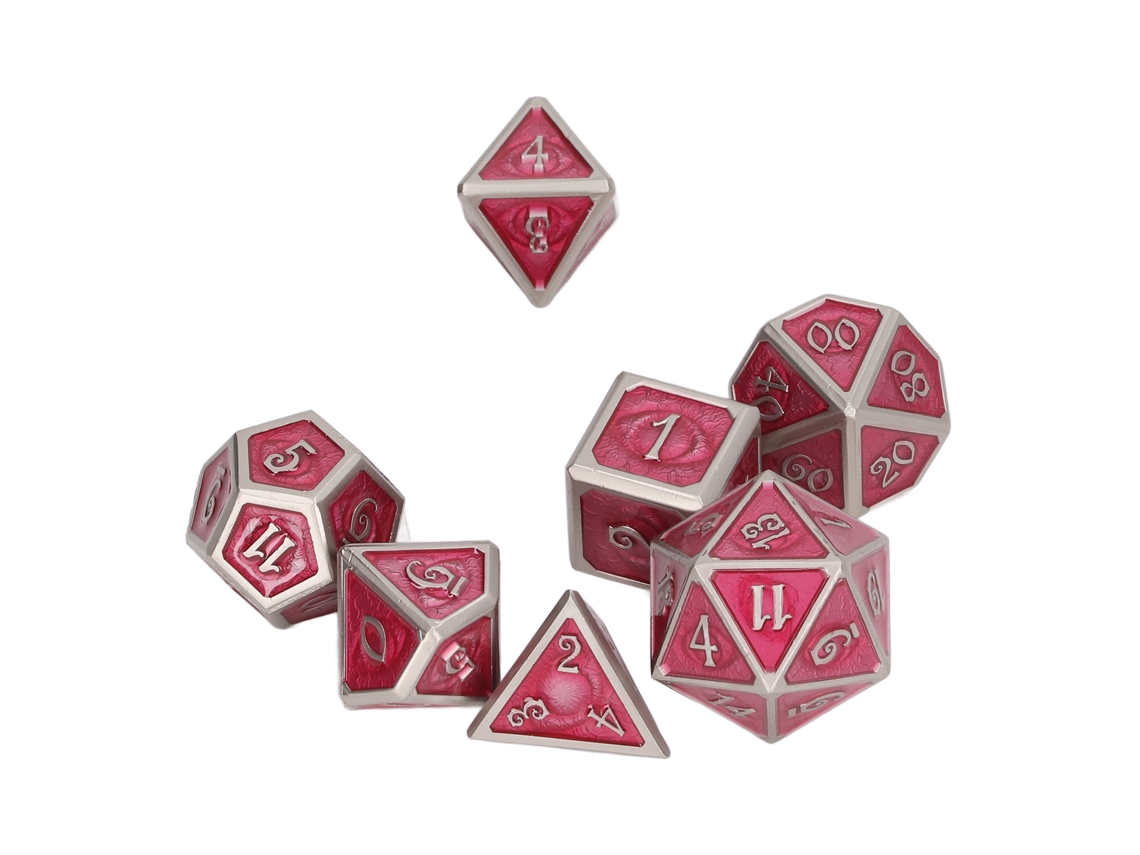 Ats conjunto de 7 Dados Poliédricos de Metal com Números Claros e Padrões Exquisitos para Jogos de Rpg