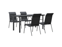 Maison Exclusive - 5 Pcs Conjunto De Jantar Para Jardim Aço E Textilene Preto