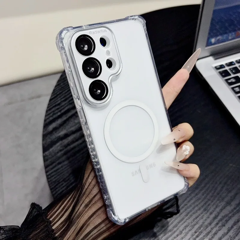 Capa Transparente Magnética À Prova De Choque Para Celular (galaxy S25 Ultra Branco) Com Proteção Para Lente, Magsafe.