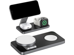 Estação de Carga Indutiva 3 em 1 Magsafe Preto e Branco YANYXR