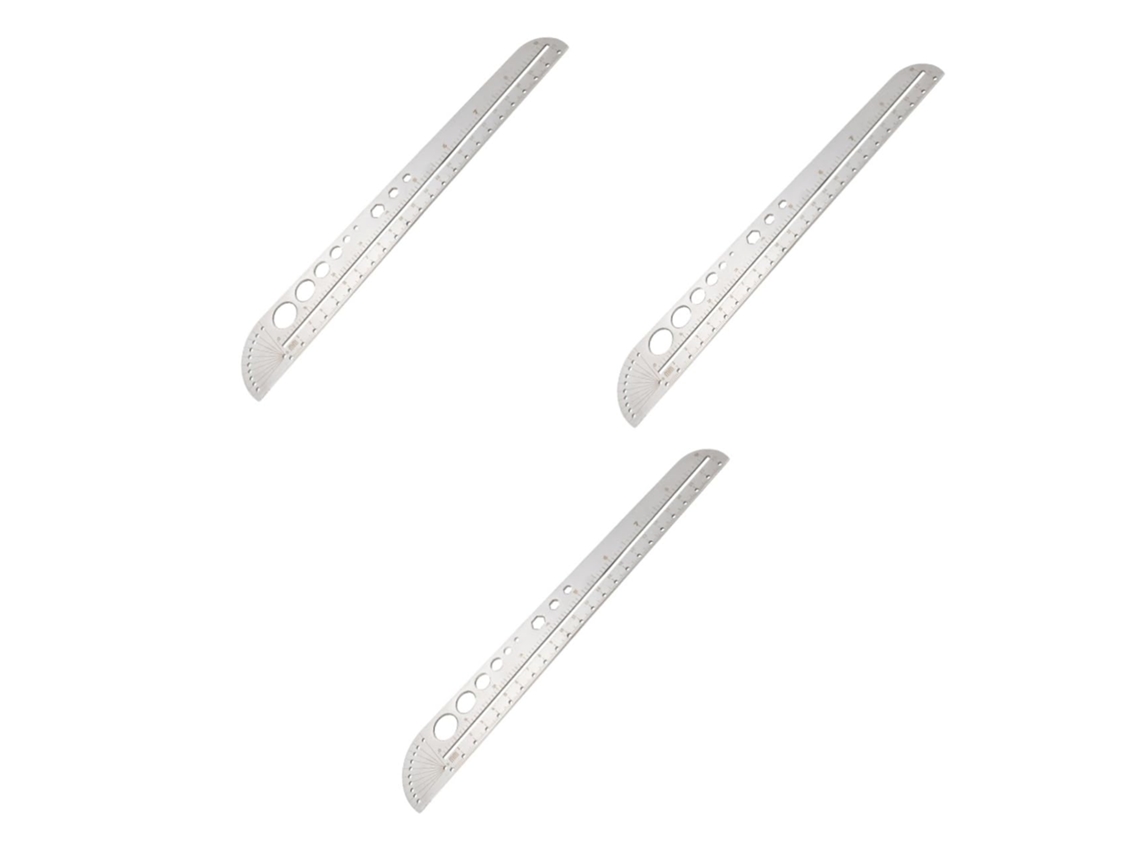 Conjunto De 3 Réguas De Aço Inoxidável Para Medição, Desenho E