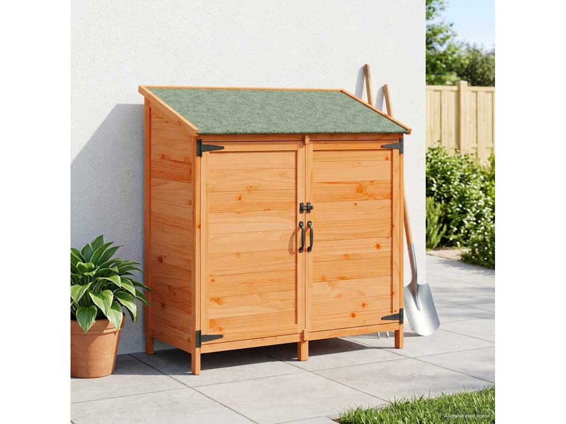 Vidaxl Galpão De Jardim Com Telhado Castanho 106,5 X 56 X 113,5 Cm