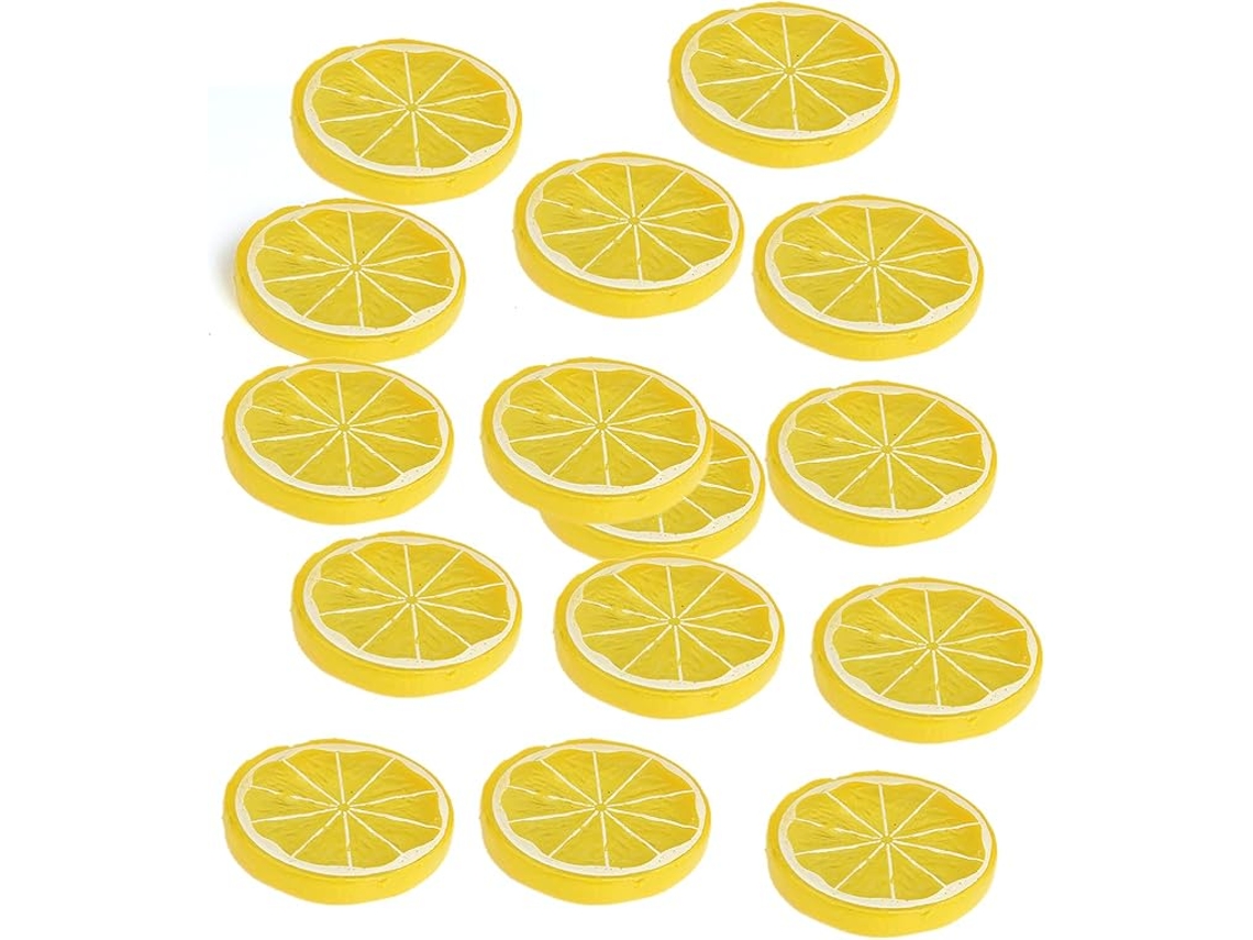 15 Unidades de Limões Artificiais Amarelos 5 Cm para Decoração Casa e Festas. Fatias Limão Amarelo BRILVIBERA ()