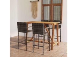 Vidaxl 5 Pcs Conjunto De Bar Para Jardim Cinzento