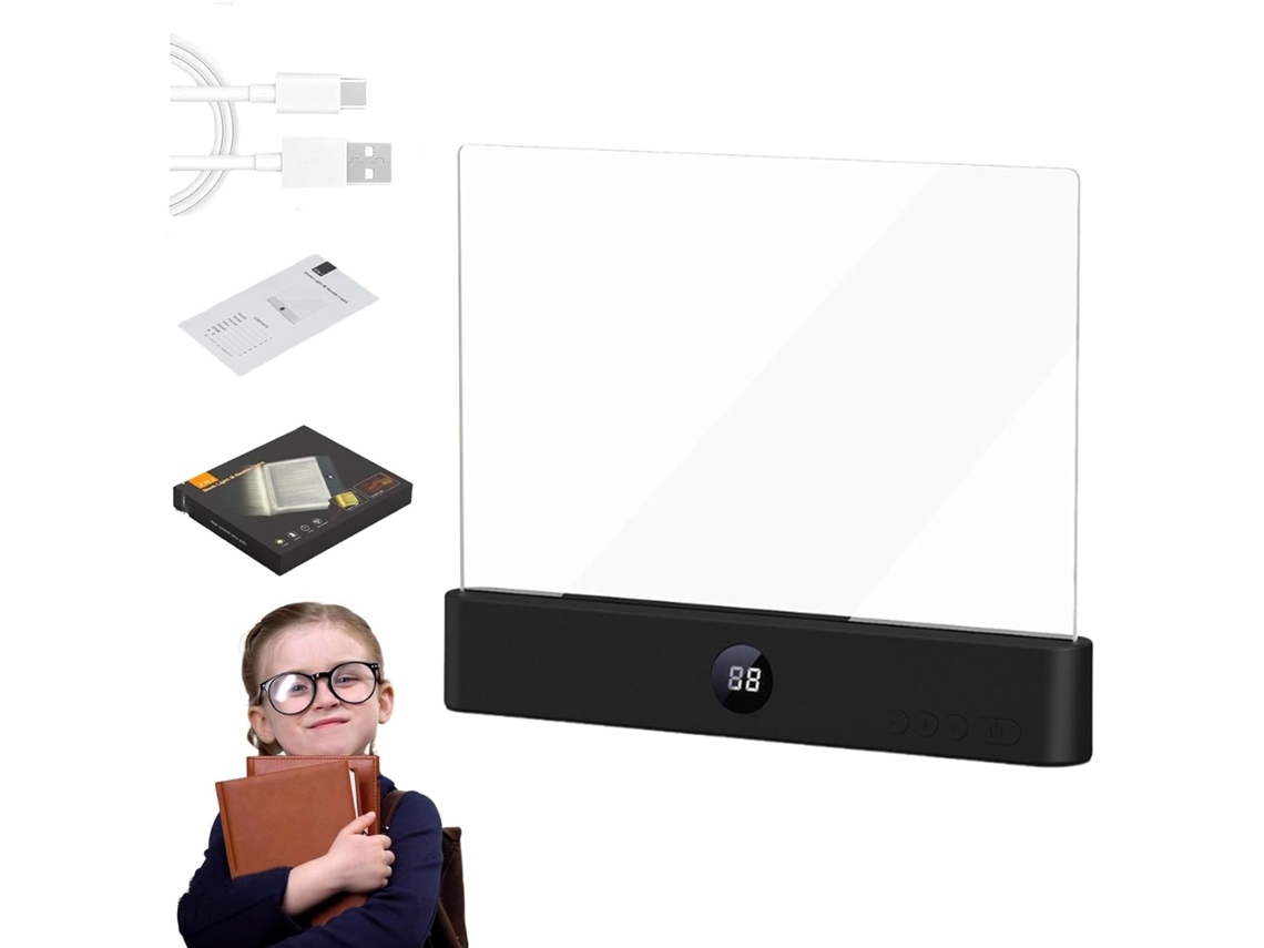 Luminária De Leitura Led Recarregável – 3 Modos Cor E Temporizador, Iluminação Regulável De Página Inteira Para Leitura