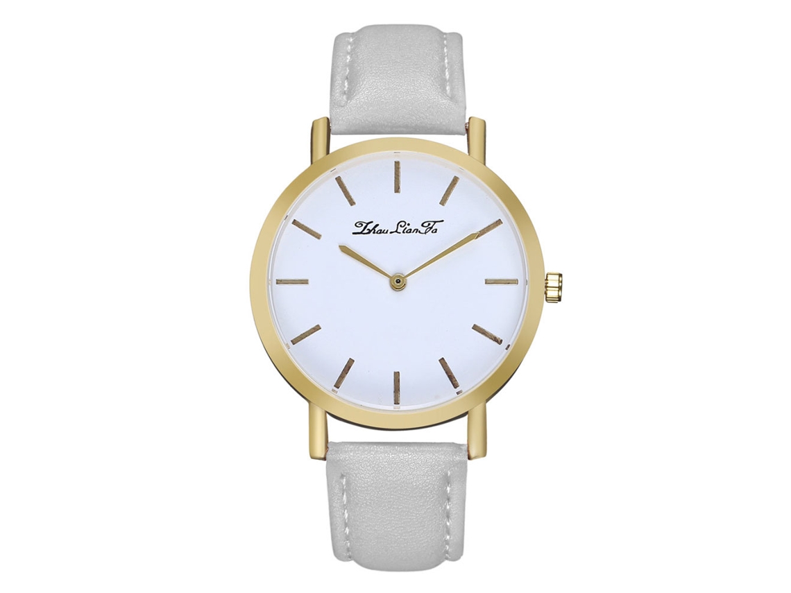 Relógio de quartzo unissex com pulseira simples e casual em PU para homens e mulheres (cinza)
