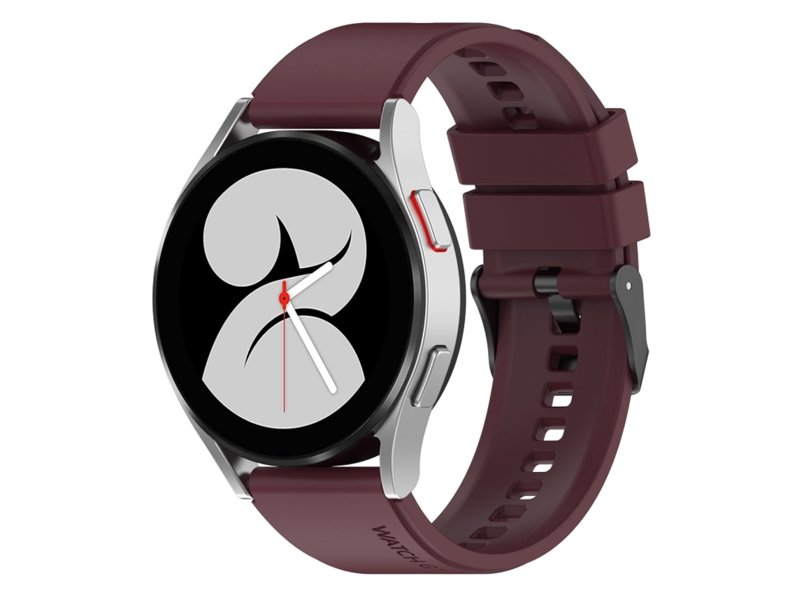 Bracelete Para Samsung Galaxy Watch 5 (44mm) - Silicone Black Buckle Step (20mm) - Vermelho Vinho
