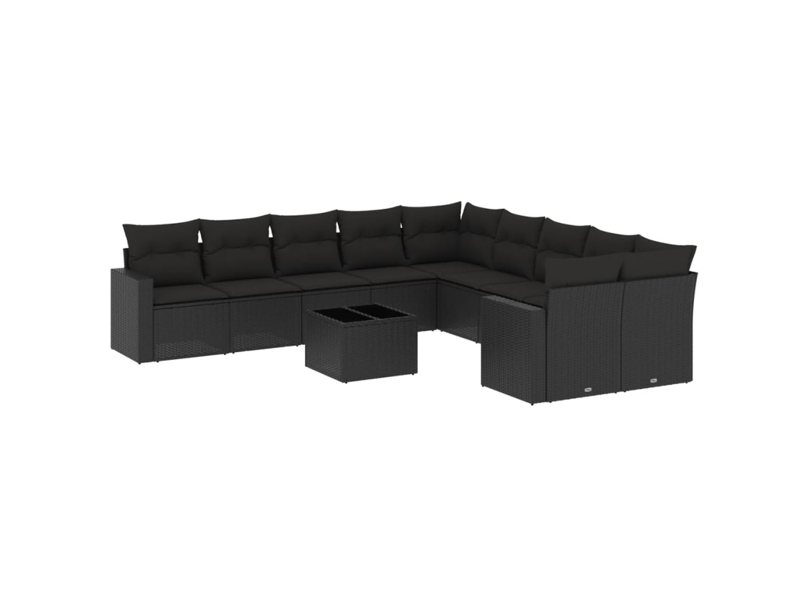 Maison Exclusive - 11 Pcs Conjunto Sofás De Jardim C/ Almofadões Vime Pe Preto