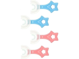 Escova de Dentes Infantil em Formato U: 4 Unidades Manual Silicone para Bebês e Crianças Peque nas com Cerdas Extras a GOKOCO