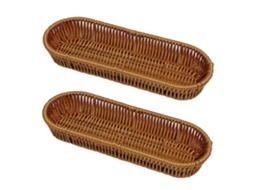 Cestas Tecidas À Mão para Utensílios e Pão, Formato Oval, Kit com 2 Peças. Estilo Campestre, Perfeitas para Decoração de Cozinha e Mesa.