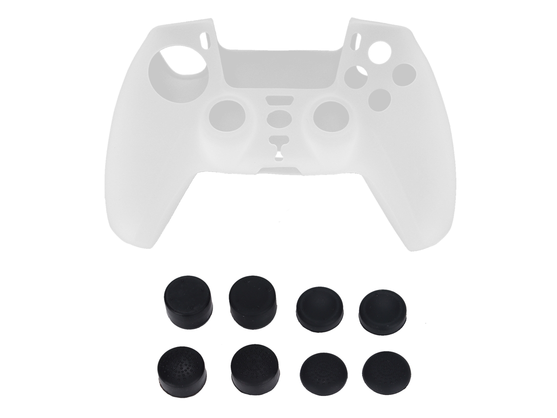 Capa protetora de silicone antiderrapante para controle de PS5 com 8 apoios para os analógicos CHABERLU (branca)