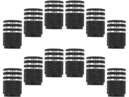Conjunto de 12 tampas de válvulas automotivas em liga de alumínio Preta com estampagem colada.