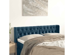 Vidaxl Cabeceira De Cama C/ Abas Tecido 147x16x78/88cm Azul-escuro