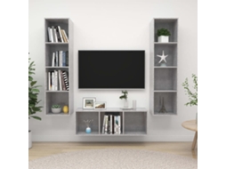Vidaxl 3 Pcs Conjunto De Móveis De Tv Contraplacado Cinzento Cimento