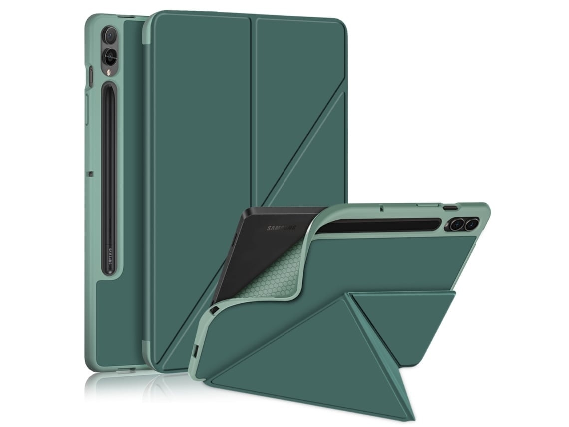 Capa Para Tablet Lurelia, Para Samsung Galaxy Tab S9 Plus 12.4 2023 X810/x816b/x818u Para Transformadores, Verde Escuro, Proteção Antiquedas