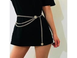 2026 cinto de Moda para Mulher Cadeia de Metal Fina de Ouro com Tiras Grossas e Diamantes para Cintura Alta