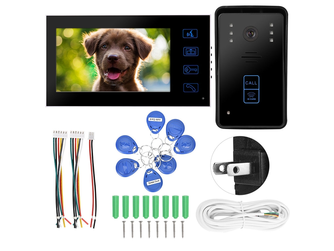 Campainha Intercomunicadora De Vídeo Com Fio De 7 Polegadas + Tela Grande De 7 Polegadas + Função De Leitura De Cartão