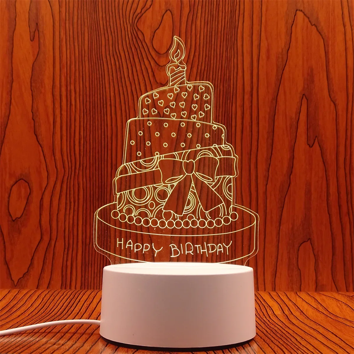 Luminária Noturna Led Usb 3d em Acrílico , Ideal para Decoração de Casa e Quarto. MDUG (3 Cores)