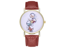 Reloj De Cuarzo Con Correa De Cuero Pu Zhoulianfa Unisex Diseño Simple Dial Mariposa Café