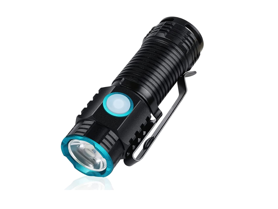 Mini Lanterna 1000 Lúmens Lanterna Led Compacta Recarregável com Clipe Lanterna Edc Leve de Bolso Preta TURMIN
