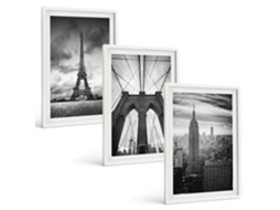 Conjunto De Pinturas Torres De Ponte Monocromáticas Espelharte (3 Peças 40x60 Cm)