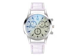 Relógio de pulso masculino moderno, analógico, de quartzo, com pulseira de PU (branco)