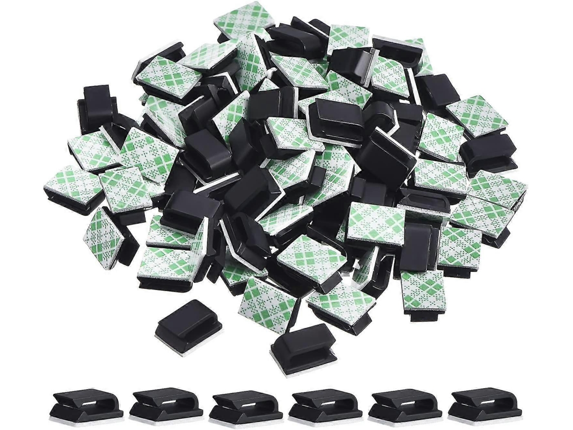 100 Peças De Presilhas Autoadesivas Para Cabos, Organizadores De Fios E Cabos(13 X 10 Mm, Pretas)