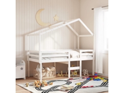 Cama Alta Com Telhado 90x190 Cm Pinho Maciço Branco