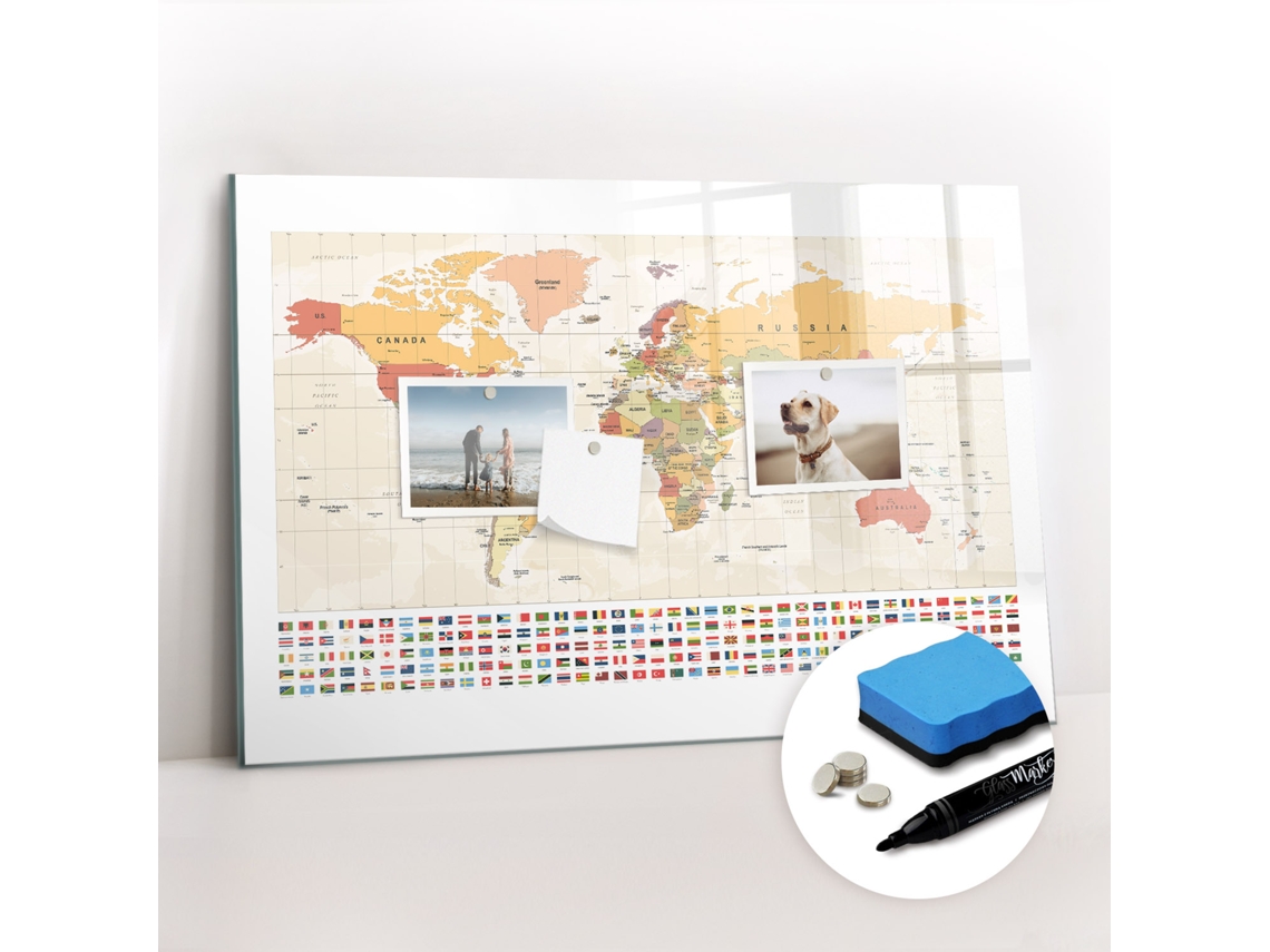 Quadro Magnético De Parede Design De Mapa-múndi Para O Quarto Das Crianças Espelharte (60x40 Cm)