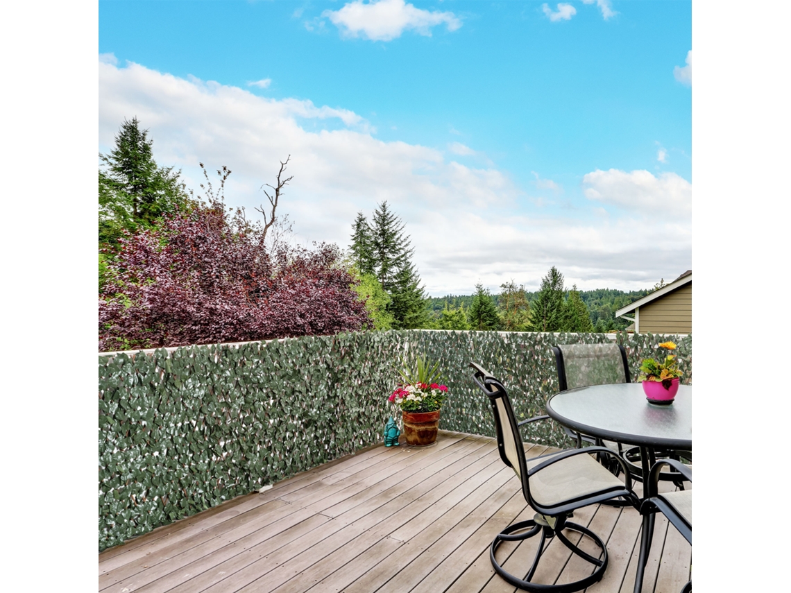 Painel De Cerca Viva Artificial Extensível 200x100cm - 8 Peças De Folhagem Falsa Verde Para Varanda E Jardim