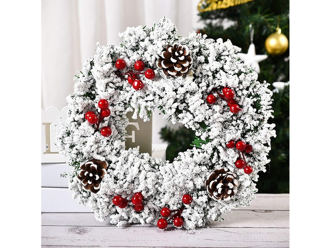 Guirlanda clássica de 33 cm para porta de entrada, decoração de casa, aro com pinha (e)