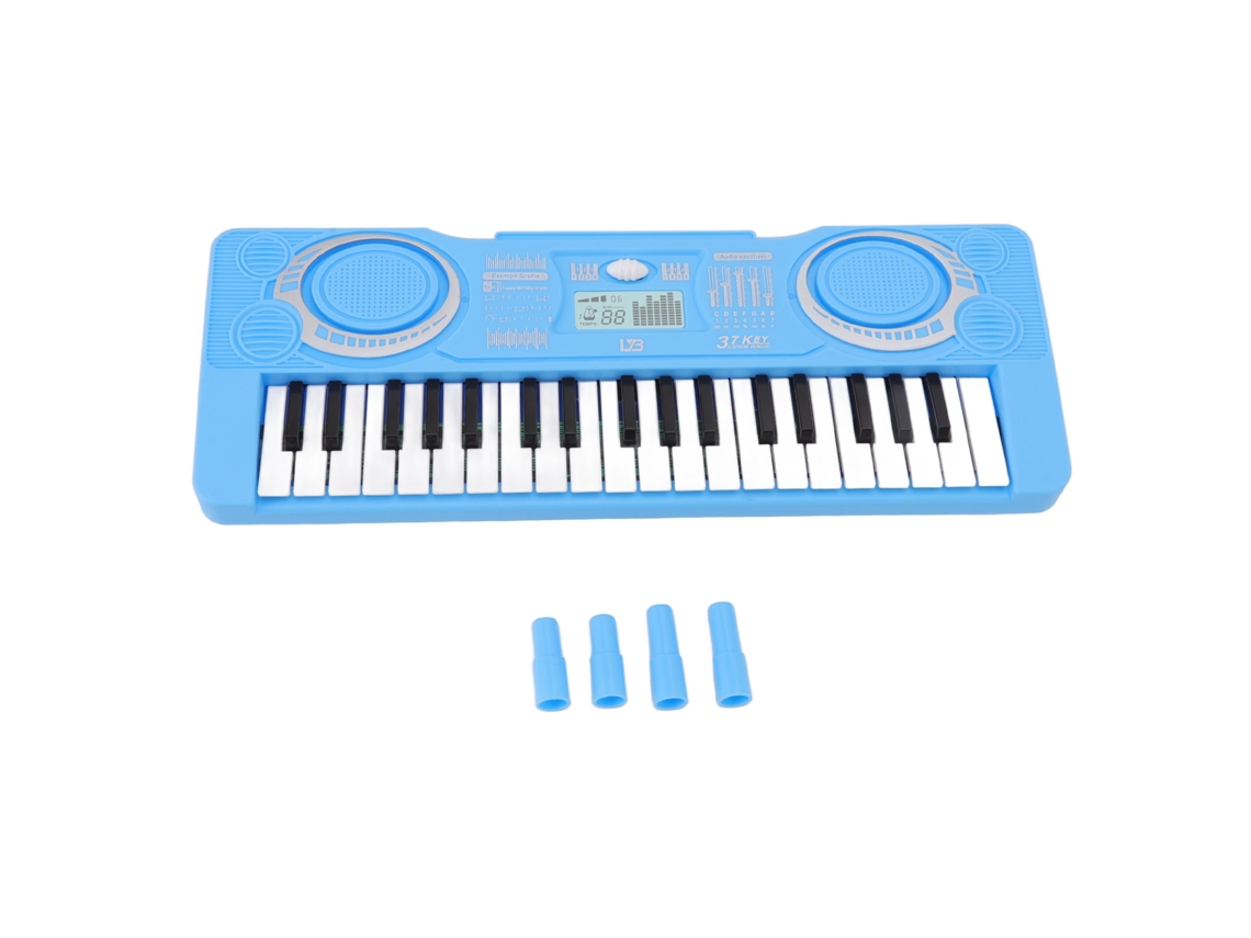 Primerox brinquedo Piano Teclado Infantil 37 Teclas Instrumento Musical Educativo Azul