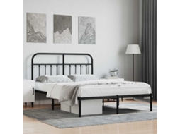 Vidaxl Estrutura De Cama Com Cabeceira 140x190 Cm Metal Preto