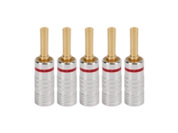 Conectores Banana, 4mm, Ouro 24k, Para Cabo Difusor, Vermelho Zsanfs