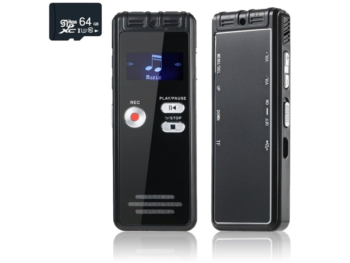 Lurelia Gravador De Voz Portátil 64gb Com Usb Recarregável, Ativação Por Voz, Cartão Tf/sd Para Reuniões, Aulas, Entrevistas - Vermelho