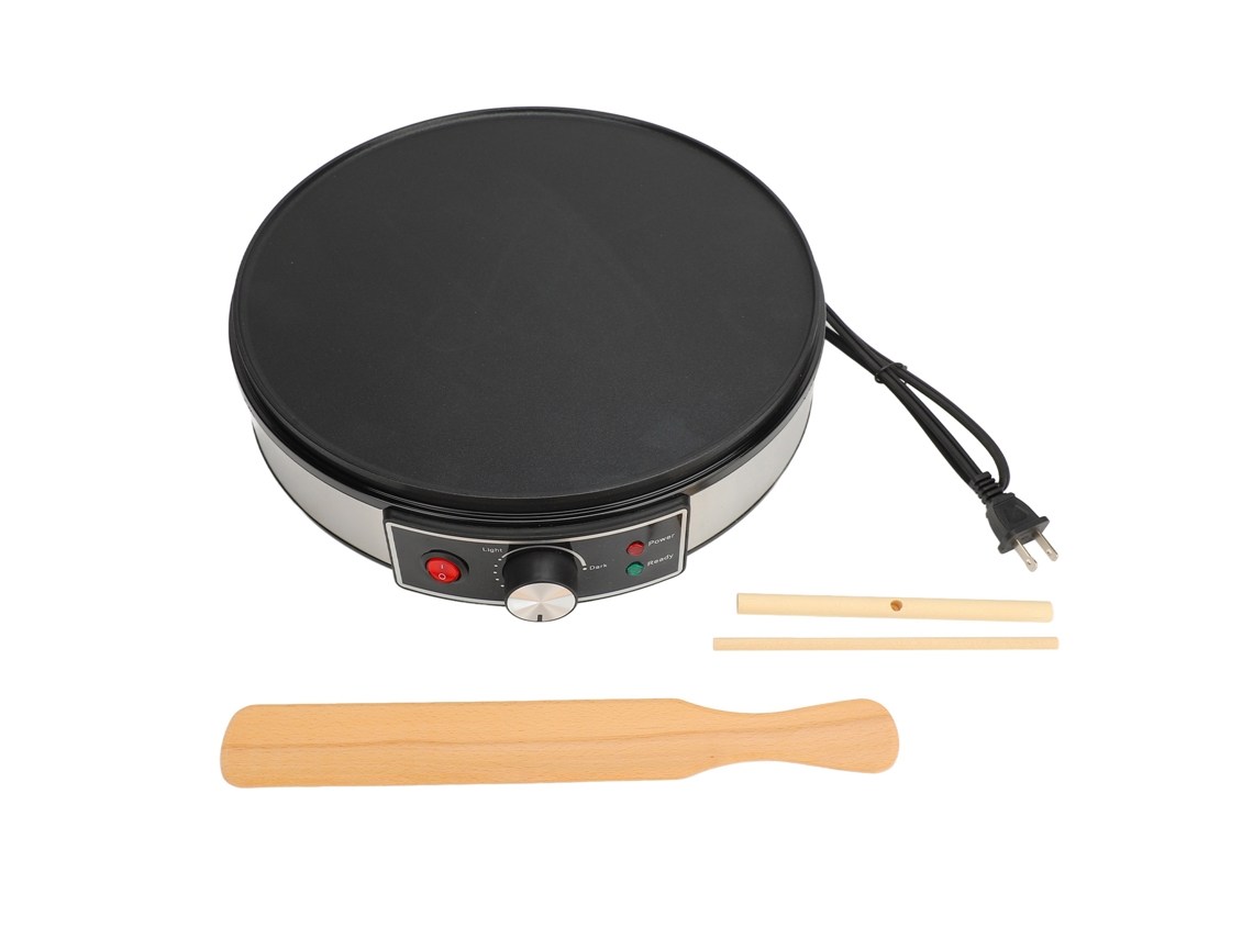 Crepière elétrica 30cm, controle de temperatura, espátula de madeira, espalhador de massa, 1000w | S/MARCA