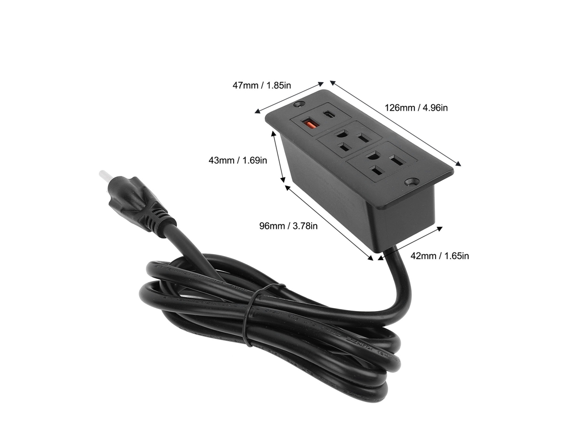 Laxiscreed Placa De Extensão Com Duas Tomadas E Carregador Rápido Usb Para Casa E Escritório