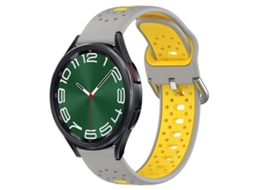 Bracelete para Samsung Galaxy Watch 6 Classic Silicone Respirável Duas Cores (20mm) Cinza + Amarelo XIAOMOYU